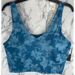 Ideology Womens Large Built-In Bra Tank Top Teal Camouflage Print Nylon Spandex